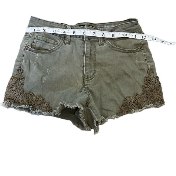 AEROPOSTALE Casual Khaki Green Embroidered Side Cotton Stretch Short 000 - Picture 5 of 8